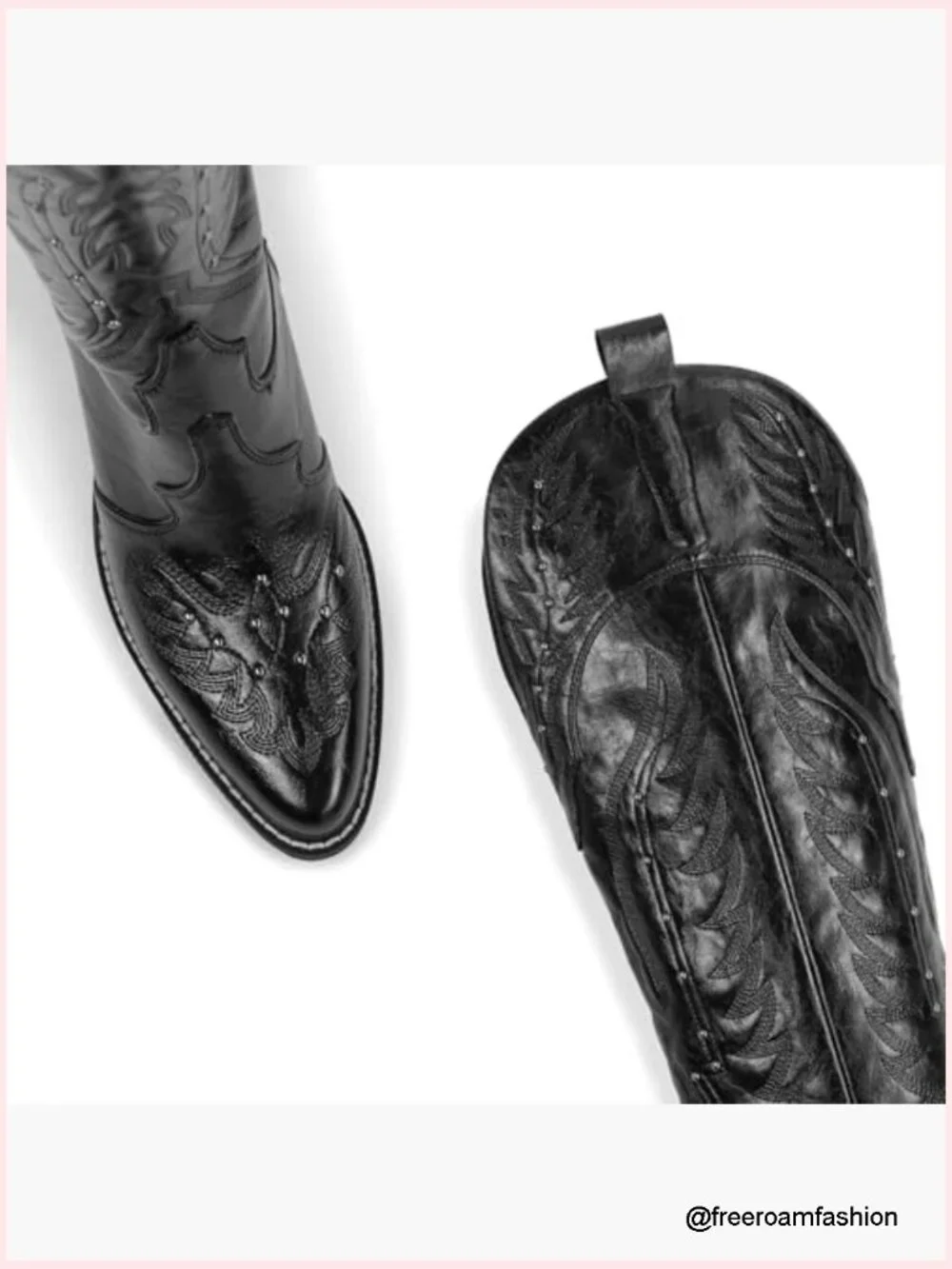 Embroidered Over the Knee Western Cowgirl Boots Wide Calf Chunky Heel